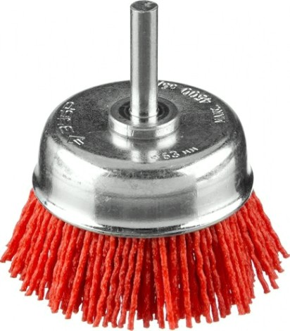 Щетка обдирочная для дрели ЗУБР ПРОФЕССИОНАЛ нейлоновая проволока с абразивным покрытием, 63мм [35165-063_z02]