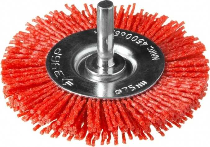 Щетка обдирочная для дрели ЗУБР ПРОФЕССИОНАЛ нейлоновая проволока с абразивным покрытием, 75мм [35161-075_z02]