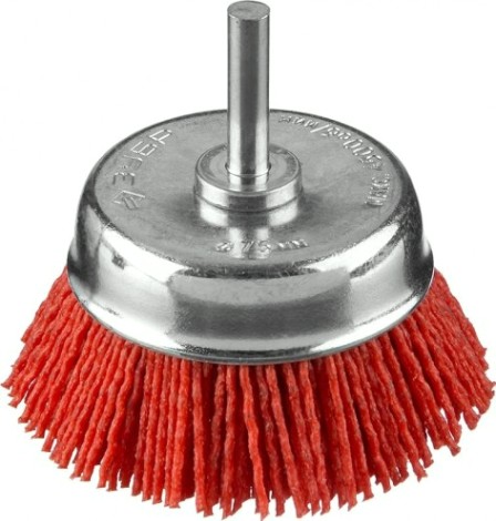 Щетка обдирочная для дрели ЗУБР ПРОФЕССИОНАЛ нейлоновая проволока с абразивным покрытием, 75мм [35165-075_z02]