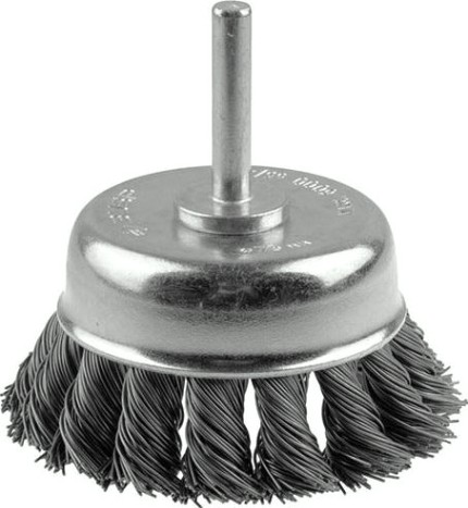Щетка обдирочная для дрели ЗУБР ПРОФЕССИОНАЛ жгутированная стальная проволока 0,5мм, 75мм [35255-075_z02]