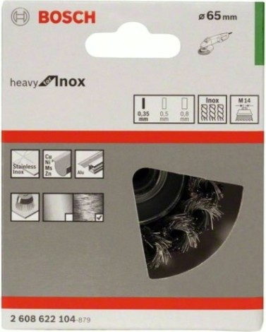 Щетка обдирочная для УШМ BOSCH чашеобразная D-65 мм М14 витая [2608622104]