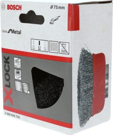 Щетка обдирочная для УШМ BOSCH чашеобразная D-75 мм X-LOCK [2608620725]