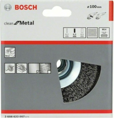 Щетка обдирочная для УШМ BOSCH коническая D-100 мм М14 [2608622057]