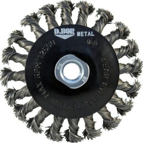 Щетка обдирочная для УШМ D.BOR коническая METAL Standard D-115 мм М14 витая (арт. D11-MS-115-M14-050) [D11-MS-115-M14-050]