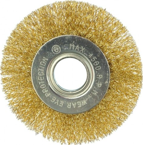 Щетка обдирочная для УШМ MATRIX круглая 100 х 22,2 мм плоская, латунированная витая проволока [74648]