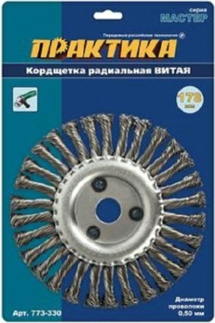 Щетка обдирочная круглая для УШМ ПРАКТИКА 178 мм; 22.2 мм 773-330 [773-330]