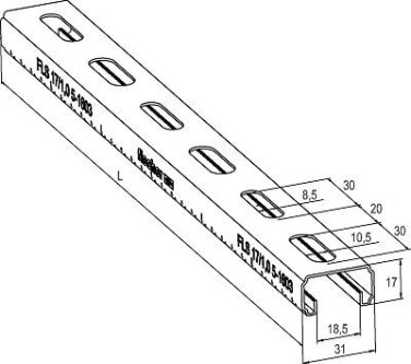 Шина FISCHER 17 х 31 х 2000 монтажная FLS 17/1,0 538753 [538753]