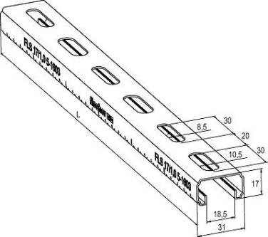 Шина FISCHER 17 х 31 х 3000 монтажная FLS 17/1,0 538754 [538754]