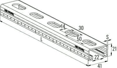 Шина FISCHER 21 х 41 х 2000 монтажная FUS 21/2,0 040391 [40391]