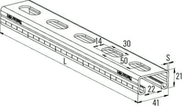 Шина FISCHER 21 х 41 х 3000 монтажная FUS 21/2,5 077349 [77349]