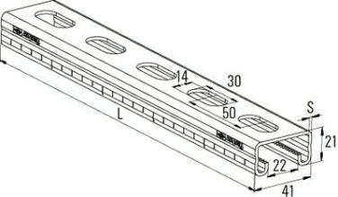 Шина FISCHER 21 х 41 х 6000 монтажная FUS 21/2,0 97661 [97661]