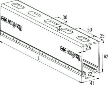 Шина FISCHER 62 х 41 х 6000 монтажная FUS 62/2,5 504457 [504457]