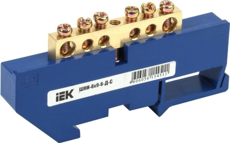 Шина нулевая IEK YNN ШНИ-6х9-6-Д-С на DIN рейку [YNN10-69-6D-K07]