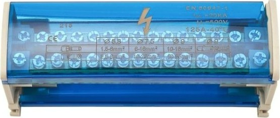 Шина REXANT 11-2302-15 на DIN-рейку в корпусе (кросс-модуль) 2х15 групп