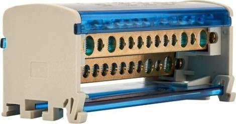 Шина REXANT 11-2302-15 на DIN-рейку в корпусе (кросс-модуль) 2х15 групп