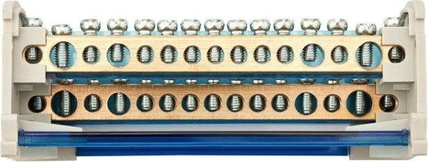 Шина REXANT 11-2302-15 на DIN-рейку в корпусе (кросс-модуль) 2х15 групп