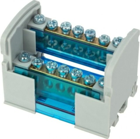 Шина REXANT 11-2302-7 на DIN-рейку в корпусе (кросс-модуль) 2х7 групп