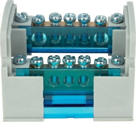 Шина REXANT 11-2302-7 на DIN-рейку в корпусе (кросс-модуль) 2х7 групп