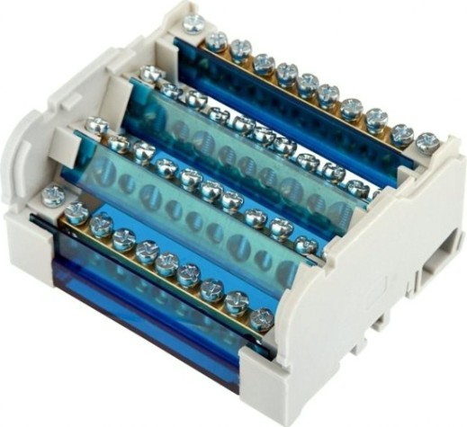 Шина REXANT 11-2304-11 на DIN-рейку в корпусе (кросс-модуль) 4х11 групп