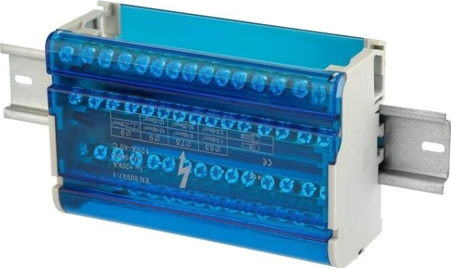 Шина REXANT 11-2304-15 на din-рейку в корпусе (кросс-модуль) 4х15 групп