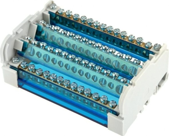 Шина REXANT 11-2304-15 на din-рейку в корпусе (кросс-модуль) 4х15 групп