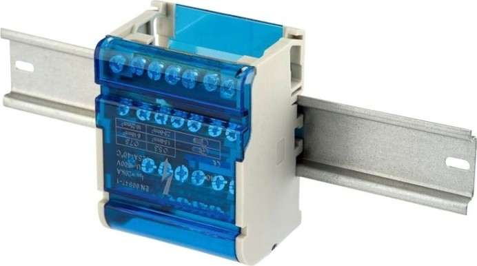 Шина REXANT 11-2304-7 на DIN-рейку в корпусе (кросс-модуль) 4х7 групп