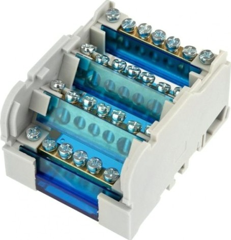 Шина REXANT 11-2304-7 на DIN-рейку в корпусе (кросс-модуль) 4х7 групп