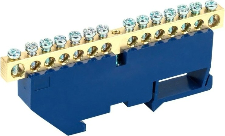 Шина REXANT 11-2343 «N» нулевая на DIN-рейку 6x9 мм стойка бол. 14 гр.