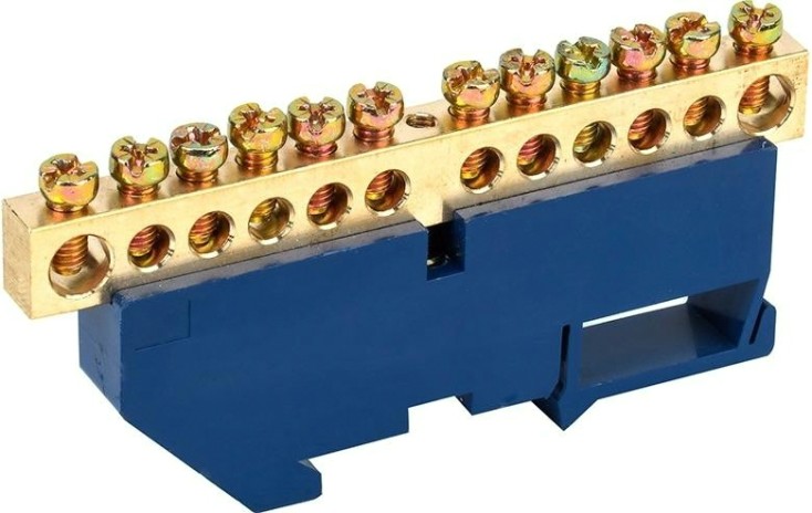 Шина REXANT 11-2349 «N» нулевая на DIN-рейку 8x12 мм стойка бол. 12 гр