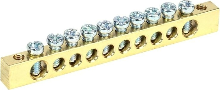 Шина REXANT 11-2367 PEN «земля-ноль» 6х9 мм 10/2, 10 групп