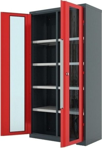 Шкаф инструментальный FERRUM "Premium" 1000х500х1950 h двери со стеклом, перегор., 8 полок RAL7016/3000 [13.2082]