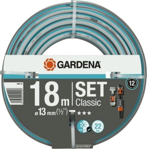 Шланг для полива GARDENA Classic 1/2" х 18 м с комплектом фитингов 18007-42.000.00 [18007-42.000.00]