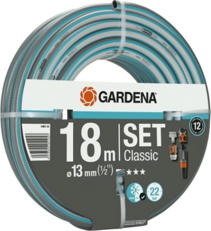 Шланг для полива GARDENA Classic 1/2" х 18 м с комплектом фитингов 18007-42.000.00 [18007-42.000.00]
