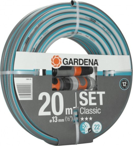 Шланг для полива GARDENA Classic 1/2" х 20 м с комплетом фитингов 18004-20.000.00 [18004-20.000.00]