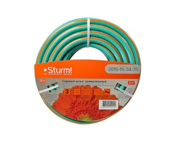 Шланг для полива Sturm 3015-15-34-25 3/4" 25м оранж+мятн,усиленный армир. 3 слойн.