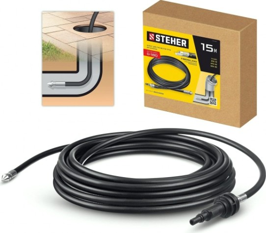 Шланг для прочистки труб Steher 75414-180-15 для пистолета G-180, 15 м Шланг для прочистки труб Steher 75414-180-15 для пистолета G-180, 15 м