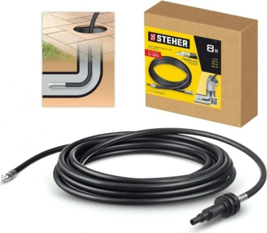 Шланг для прочистки труб Steher 75414-180-8 для пистолета G-180, 8 м Шланг для прочистки труб Steher 75414-180-8 для пистолета G-180, 8 м