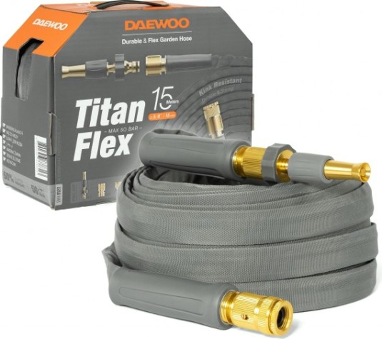 Шланг текстильный DAEWOO TitanFlex 5/8" х 15 м с комплектом для полива [DWH 9122]