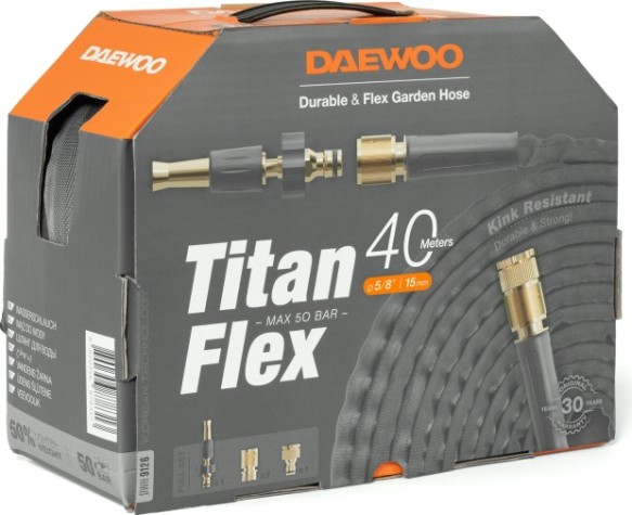 Шланг текстильный DAEWOO TitanFlex 5/8" х 40 м с комплектом для полива [DWH 9126]