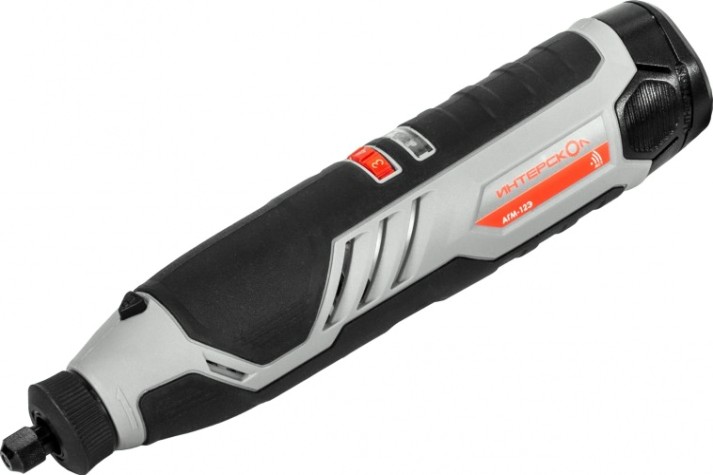 Шлифмашина прямая аккумуляторная ИНТЕРСКОЛ АГМ-12Э + набор 58 пр. [809.2.2.70]