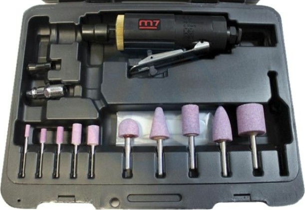 Шлифмашина прямая пневматическая MIGHTY SEVEN QA-0115A (шарошка) 3-6 мм, 25000 об/мин, с набором