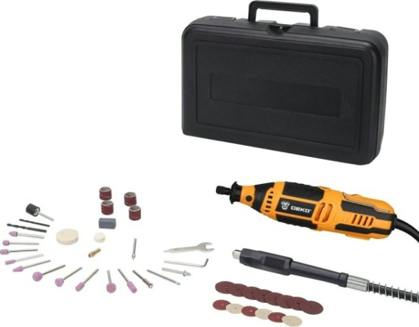 Шлифмашина прямая сетевая DEKO DKRT200E 43 tools + case (063-1411) [063-1411]