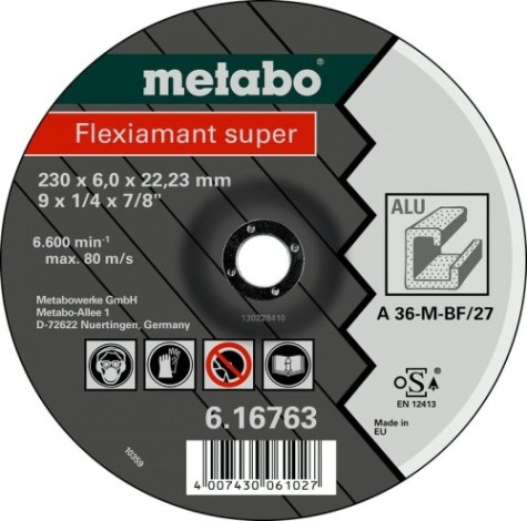 Шлифовальный круг по алюминию METABO 230x6,0х22,23 мм A36-М Flexiamant S [616763000]