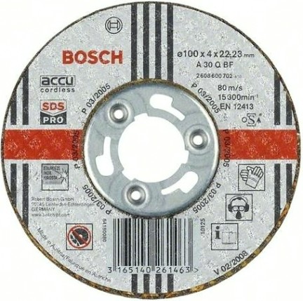 Шлифовальный круг по металлу BOSCH 100х4х22.2 мм A30Q-BF SDS-pro [2608600702]