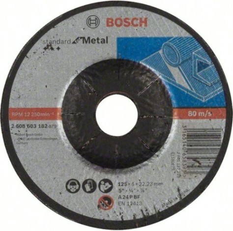 Шлифовальный круг по металлу BOSCH 125х6х22.2 мм A24P-BF Standart for Metal вогнутый [2608603182]