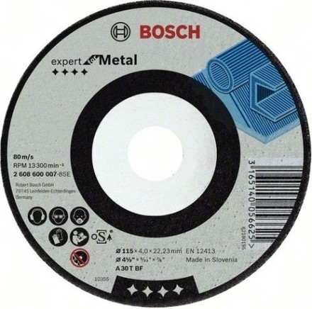 Шлифовальный круг по металлу BOSCH 125х6х22.2 мм A30T-BF Expert for Metal [2608600223]