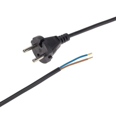 Шнур электрический REXANT 11-1307 с вилкой ПВС 2х0,75 мм² 2м (черный)