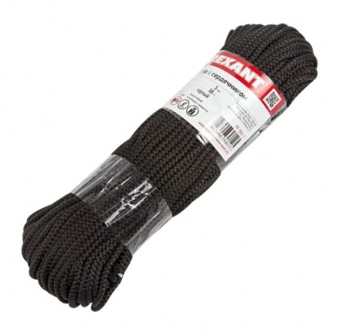 Шнур плетеный REXANT 77-1551-1 с сердечником 5мм 50м (черный)