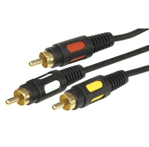 Шнур REXANT 17-0212 3 RCA-3 RCA, 1,5м, черный, Gold