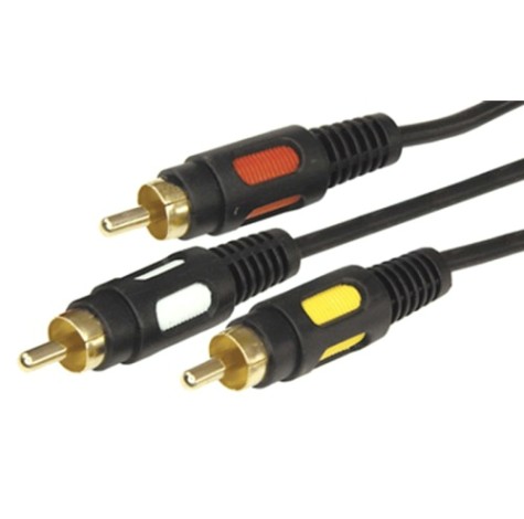 Шнур REXANT 17-0215 3 RCA-3 RCA, 5м, черный, Gold